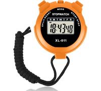 Digital Sports Stopwatch with Calendar Alarm - Professional Handheld Large Display Timer for Swimming, Running, Football, Fitness, Coaches, Referee (Orange)