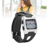 Digital Sports Watch, 50m Waterproof Outdoor Sports Watch with Alarm/Stopwatch, Rubber Strap Wrist Watch with LED Night Light, Black (Silver)