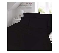 DIGITAL SPOT Fancy Soft Luxury Plain Flat Sheet Pillow Cover Cases Single Double King Super King (Pillow Cases Black 1 Pair