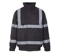 DIGITAL SPOT High Visibility Work Wear Coat Jacket Mens Hi Viz Vis Waterproof Safety Trousers (Black Jacket Medium)