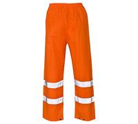 DIGITAL SPOT High Visibility Work Wear Coat Jacket Mens Hi Viz Vis Waterproof Safety Trousers (Orange Trousers Large)