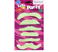 DIGITAL SPOT Kids Glow In The Dark Moustache Fake Self Adhesive Mustache 6 Pcs Pack of 12 One Size