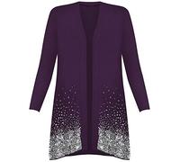 DIGITAL SPOT Ladies Fancy Open Front Fancy Party Sequin Cardigan Womens Long Sleeve Sparkle Top Purple UK 16