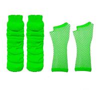 DIGITAL SPOT Ladies Neon 80s Book Week Leg Warmer Fishnet Gloves Party Wear Costume Accessory Green One Size