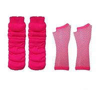 DIGITAL SPOT Ladies Neon 80s Book Week Leg Warmer Fishnet Gloves Party Wear Costume Accessory Pink One Size