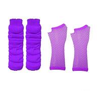DIGITAL SPOT Ladies Neon 80s Book Week Leg Warmer Fishnet Gloves Party Wear Costume Accessory Purple One Size