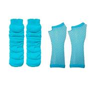 DIGITAL SPOT Ladies Neon 80s Book Week Leg Warmer Fishnet Gloves Party Wear Costume Accessory Turquoise One Size
