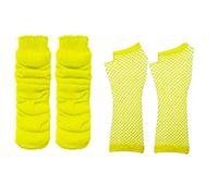 DIGITAL SPOT Ladies Neon 80s Book Week Leg Warmer Fishnet Gloves Party Wear Costume Accessory Yellow One Size