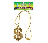 DIGITAL SPOT Unisex Dollar Sign Rapper Necklace Chain Adults Rapper Fancy Dress Accessory 11cm W/67cm Cord One Size
