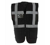 DigitalSpot Unisex High Visibility Executive Waistcoat Multi Functional Pocket Hi Vis Vests Black 3XLarge