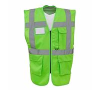 DIGITAL SPOT Unisex High Visibility Executive Waistcoat Multi Functional Pocket Hi Vis Vests Lime Medium