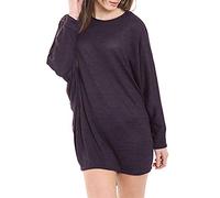 DIGITAL SPOT Womens Dripped Hem Long Sleeve Plain Baggy Batwing Shirt Ladies Summer Top Tees Aubergine XXX-Large UK 24-26