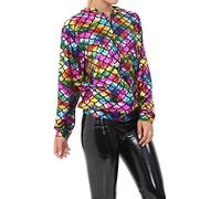 DIGITAL SPOT Womens Mermaid Fish Scale Zip Up Top Ladies Long Sleeve Party Wear Bomber Jacket Rainbow X-Large UK 16-18