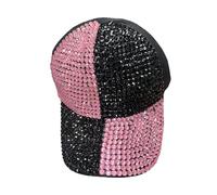 DIGITAL SPOT Womens Rhinestone Sequin Sun Cap Ladies Adjustable Baseball Cap Outdoor Studded Hat (Pink/Black One Size)
