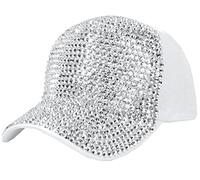 DIGITAL SPOT Womens Rhinestone Sequin Sun Cap Ladies Adjustable Baseball Cap Outdoor Studded Hat (White One Size)
