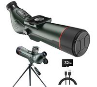 Digital Spotting Scope with Screen Portable Auto-Focus Electronic 4K Smart Telescope with Tripod 32GB SD Card and Carrying Bag for Stargazing Bird Watching, Wildlife Viewing Hunting Green