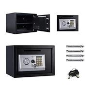 Digital Steel Safe Electronic Security Office Home Money Cash Safety Box, Top Digital Safe Box Large 2 Compartments with 2 Keys,Full-digit Keypad and 4 Bolts 16L (35x25x25cm, Black)