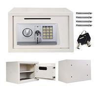 Digital Steel Safe Electronic Security Office Home Money Cash Safety Box, Top Digital Safe Box Large 2 Compartments with 2 Override Keys,Full-digit Keypad and 4 Bolts 16L (35x25x25cm, White)