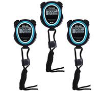 Digital Stopwatch Stop Watch Multifunctional Digital Sport Stopwatches Countdown Timer Mode 12/24 Hour 1/100s,3 Pcs Waterproof LCD Chronograph Battery Included with Lanyard for Gym Coaches Referees