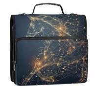 Digital Style Glitter Running Horse 1.5 Inch 3 Rings School Zipper Binder with Shoulder Strap Multiple Pockets Document Organizer Bag for Middle Student