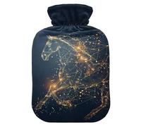 Digital Style Glitter Running Horse Cute hot Water Bottle with Soft Cover, 2L Warm Water Bottle for Bed for Menstrual Cramps, Neck and Shoulder Pain Relief, Bolsa de calor para Dolor Menstrual