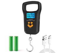 Digital Suitcase Scale, Luggage Scale(50kg Capacity), Portable Suitcase Weighing Scale, Luggage Weighing Scales with Extra Wide Handle, 4 Unit Conversions, LCD Display With 2 Batteries Charging Cable