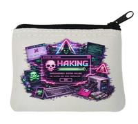 Digital System Hacking Failure Alert Neoprene Coin Purse Pouch 10x11cm White
