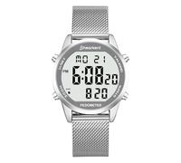 Digital Talking Watch with Pedometer,Speaking Time/Date/Steps/Calories in English,5 Alarms,EL Backlight,LCD Large Number,No Bluetooth Step Counter Watch for Elderly/Blind(Silver)