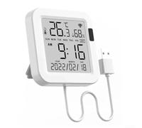 Digital Temperature And Humidity Meter With Smart App, WLAN Thermohygrometer For Alexa And Assistant For Indoor Climate Control In Home Or Basement, White