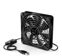 Digital Temperature Control USB Fan with 3 Speed Levels, Great for PCs, For Routers, and More (120mm)