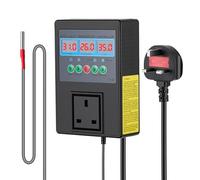 Digital Temperature Controller 15A 3300W, Heating Cooling Thermostat Controlled Outlet Socket with Waterproof Sensor Probe for Reptile Brewing, Greenhouse, Fermentation, Breeding, Incubation