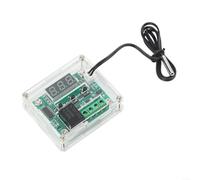 Digital Temperature Controller, DC 12V with Red Display and Case, -50 to 110°C Range, 0.1°C Accuracy, 10A Relay Output for Industrial Automation and HVAC Systems