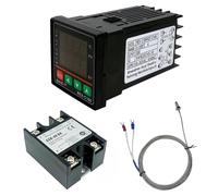 Digital Temperature Controller REX-C100, 0 ℃ ~ 1300 ℃ Alarm PID Temperature Controller Kits Digital Intelligent Thermostat Relay Output with K-Type Thermocouple Temperature Sensor