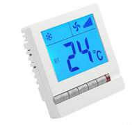 Digital Temperature Controller Thermostat for HVAC Systems, LCD Display with ±1°C Accuracy, Controls Fan Coils & Electric Valves, Non-Programmable AC220V Unit, 86x86mm