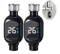 Digital temperature display shower head with real-time LED monitor, suitable for universal waterproof bathroom for baby and elderly safety (2PC)