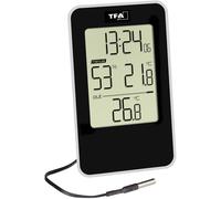 Digital Thermo-Hygrometer Black With Cable Sensor 7.2x1.6(4.9)x12.1 Cm Time