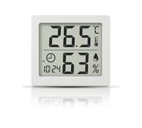 Digital Thermo-Hygrometer Indoor Room Thermometer Hygrometer 3.1” Large LCD Screen Desktop Thermometer with Temperature and Humidity Monitor Meter Gauge with Clock (Battery Included) (white)