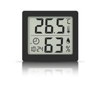 Digital Thermo-Hygrometer Indoor Room Thermometer Hygrometer 3.1” Large LCD Screen Desktop Thermometer with Temperature and Humidity Monitor Meter Gauge with Clock (Battery Included) (black)