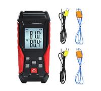 Digital Thermocouple Thermometer Dual Channel K Type 4 Probes LCD Display | -328 to 2501°F Range T1-T2 Difference Calculation Data Hold MAX/MIN Record Auto Power Off °C/°F Switch Backlit Alarms