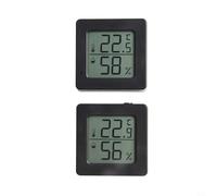 Digital Thermometer and Hygrometer, Indoor Humidity for with High for, Wall Mounted or Climate Sensor for Home Office, 2-Pack(Black)