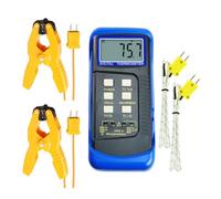 Digital Thermometer Dual Channel K-Type Thermocouple Thermometer -50 to 1300°C with Temperature Clamp and Wired Probes MAX/MIN/AVG & Differential Measurement for Ovens, Kilns, Furnaces, Molten Metal