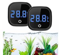 Digital Thermometer for Aquariums, 0.1℃ High-Precision, LED Display, Touch Screen, Energy-Saving Stick-on Fish Tank Thermometer for Turtles, Reptiles, Black (2)