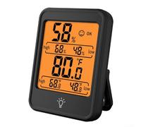 Digital Thermometer Hygrometer for Accurate Indoor Climate Monitoring with Touch Control and Magnet Feature (black)