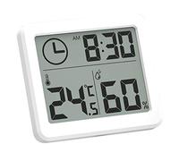 Digital Thermometer Hygrometer, Portable 3.2-Inch LCD Digital Clock 3 in 1, for Living Room, Bathroom, Kitchen, Farm, White