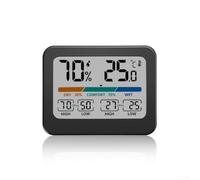 Digital Thermometer Hygrometer With Large Color Screen For Indoor Home, Shows High Low Records And Comfort Level, Dual Temp Units, Wall Mount Or Tabletop Stand, Black