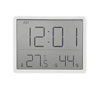 Digital Thermometer Hygrometer with Large LCD Display, 12/24H Clock, Fahrenheit Celsius Switch, Wall Mount or Stand for Home Office Nursery Room Monitoring White(white)
