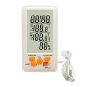 Digital Thermometer Hygrometer with Large LCD Display Indoor Outdoor Temperature Humidity Monitor Clock Alarm Calendar for Home Office Greenhouse Nursery White
