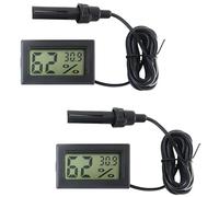 Digital Thermometer Hygrometer with Probe, 2PCS Mini Temperature Humidity Gauge Meter for Reptile Incubator, Aquarium, Poultry, Office, Living Room