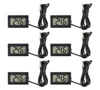 Digital Thermometer Indoor Outdoor, 6Pcs Temperature Monitor with External Probes with Temperature Range -50°C-110°C for Refrigerator Aquarium Lab(black)