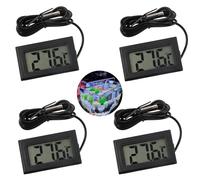 Digital Thermometer Temperature Monitor with External Probe - 4 Pack Black,for Fridge Freezer, Refrigerator, Aquarium, and Home Temperature Measurement